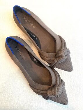 Rothy's Pointed Toe Flats Size 7.5 Taupe Knot Worn Once